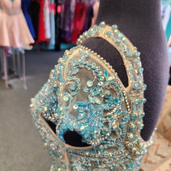 Karishma 16155 Aqua Size 14 Prom Dress/Formal Gown - Picture 8 of 8